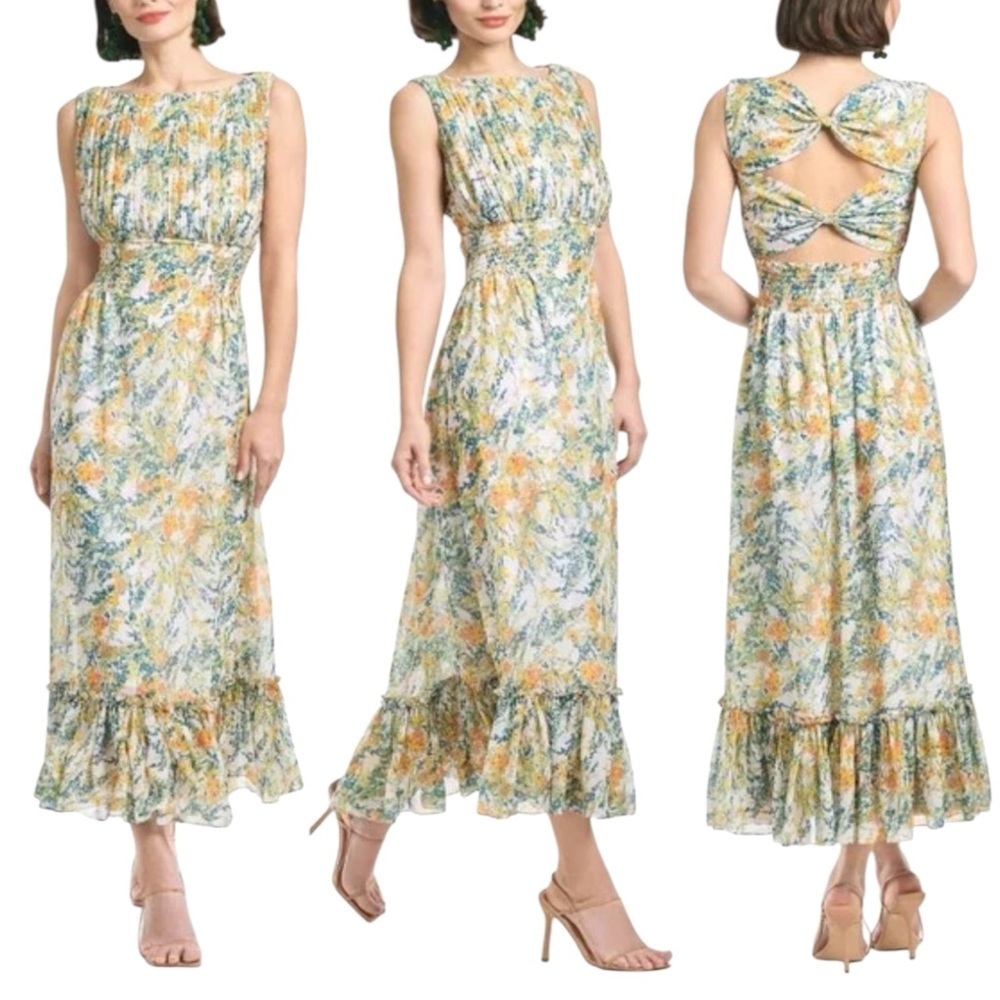 Sachin + Babi NWT Anastasia MIDI Dress in Sunshine/Teal Bouquet Q1187